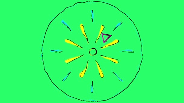 Animation Färgglada Geometriska Form Grön Bakgrund — Stockvideo