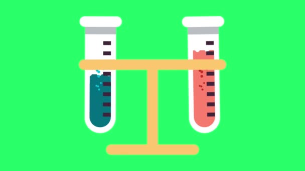 Animation Science Test Tube Isoler Sur Fond Vert — Video