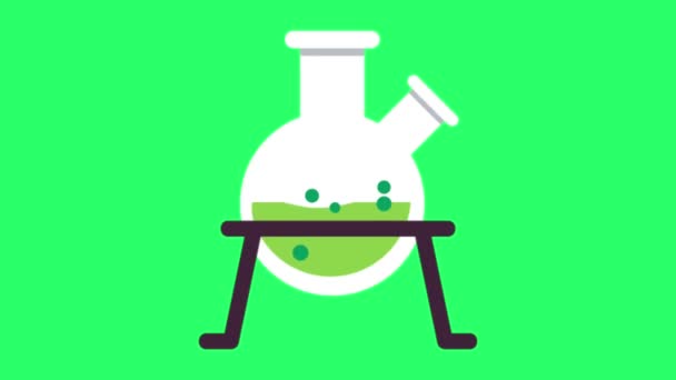 Animation Vetenskap Provrör Isolat Grön Bakgrund — Stockvideo