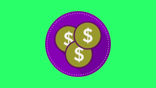 Animação Símbolo Dólar Objeto Infográfico Fundo Verde — Vídeo de Stock