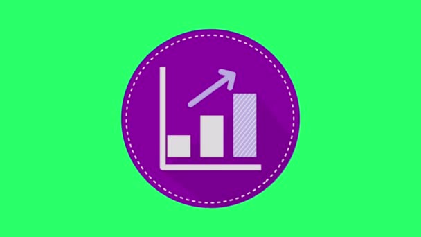 Animation White Bar Graph Infographic Object Green Background — Stock Video