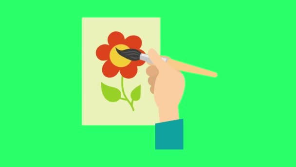 Animação Flor Isolada Fundo Verde — Vídeo de Stock