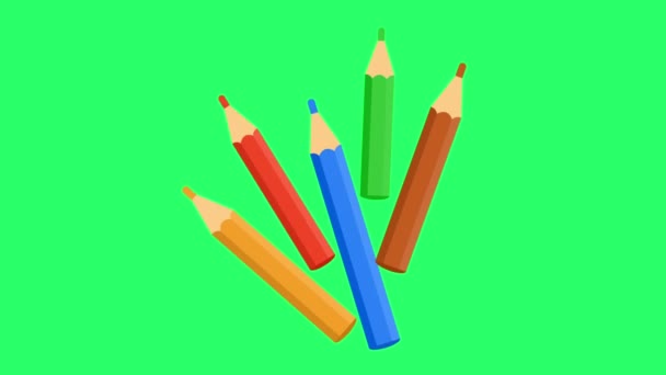Izolat Ołówka Animacji Zielonym Tle — Wideo stockowe
