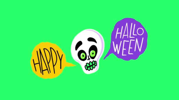 Testo Animazione Happy Halloween Sfondo Verde — Video Stock