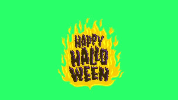 Testo Animazione Happy Halloween Sfondo Verde — Video Stock
