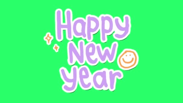 Animation Text Happy New Year Green Background — Stock Video