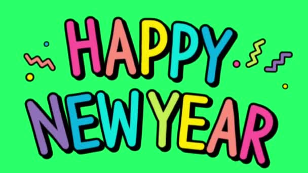 Texto Animación Feliz Año Nuevo Sobre Fondo Verde — Vídeos de Stock