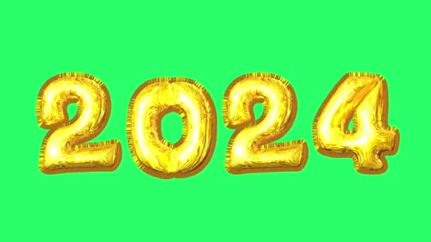Animation Goldtext 2024 Auf Grünem Hintergrund — Stockvideo