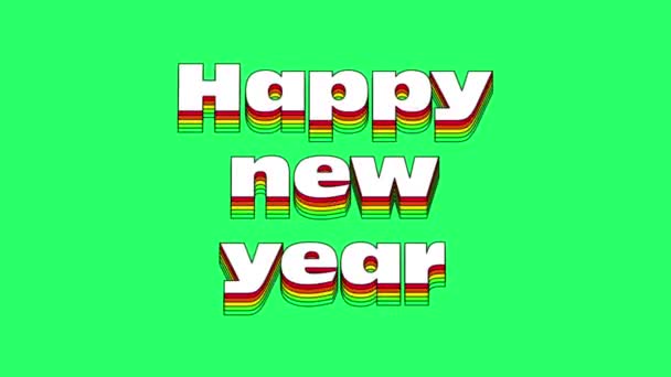 Animationstext Happy New Year Auf Grünem Hintergrund — Stockvideo