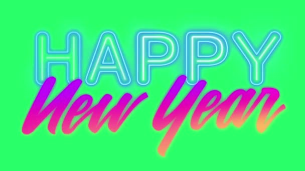 Animační Text Šťastný Nový Rok Zeleném Pozadí — Stock video