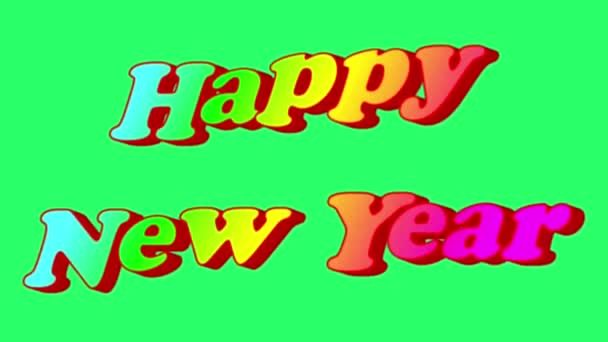 Animationstext Happy New Year Auf Grünem Hintergrund — Stockvideo