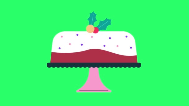Animation Cartoon Cake Green Background — Stock Video