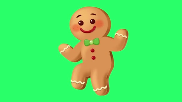 Animation Cartoon Brown Cookie Green Background — Stock Video