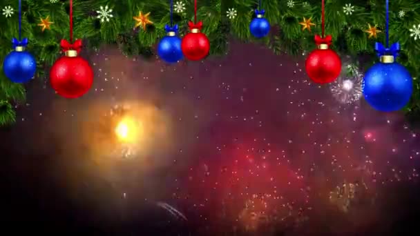 Анимация Красочный Фейерверк Фон Дизайна Рождество Новый Год Шаблон — стоковое видео
