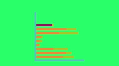 Yeşil arkaplanda canlandırma 2 renk çubuğu grafiği.