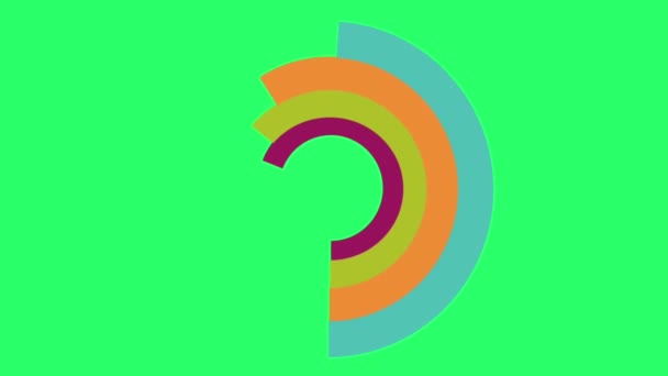 Animazione Colorato Cerchio Grafico Sfondo Verde — Video Stock