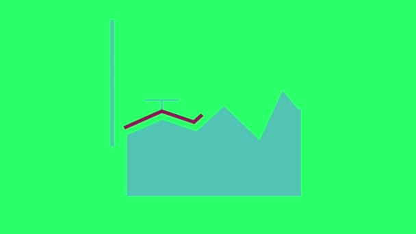 Animation Färg Linje Diagram Grön Bakgrund — Stockvideo
