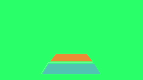 Анимация Цветная Триангулярная Полосная Диаграмма Зеленом Фоне — стоковое видео