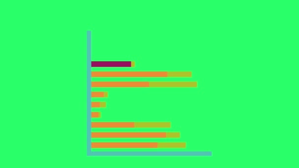 Animation Färg Stapeldiagram Grön Bakgrund — Stockvideo
