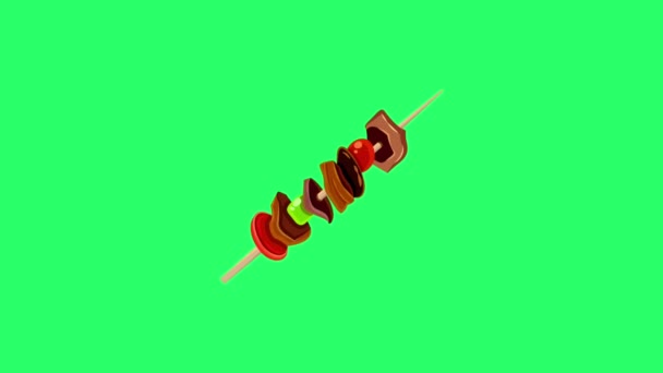 Animation Barbecue Isolate Green Background — Stock Video