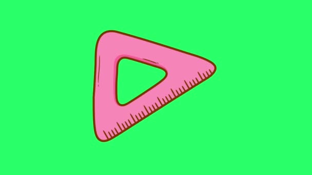 Animation Dreieckslineal Isolieren Auf Grünem Hintergrund — Stockvideo