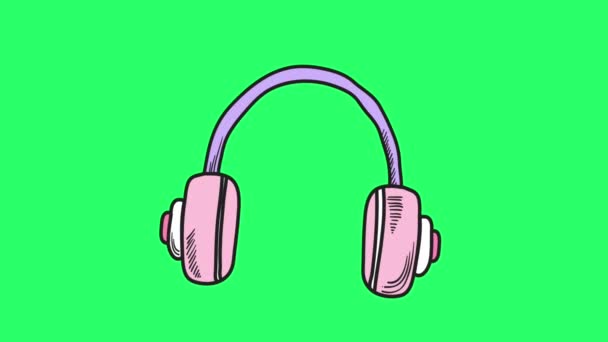 基于绿色背景隔离的动画粉色耳机 — 图库视频影像