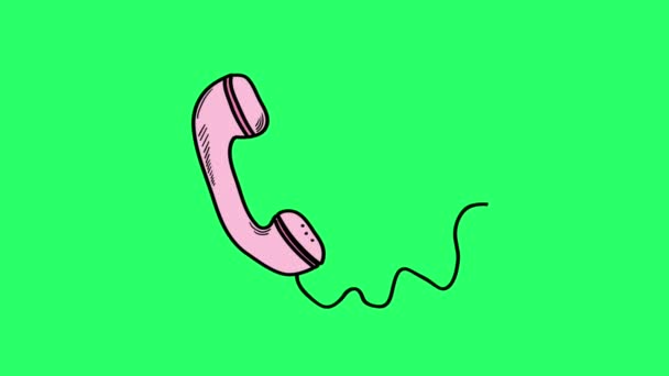 Анімаційний Телефон Ізольований Зеленому Фоні — стокове відео