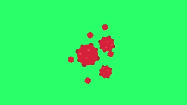 绿色背景下的动画红病毒分离 — 图库视频影像