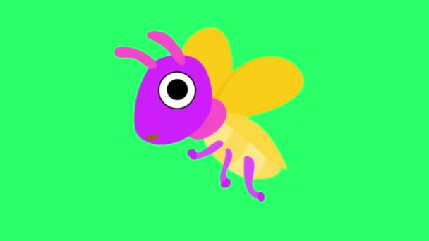 Animatie Leuke Libelle Groene Achtergrond — Stockvideo