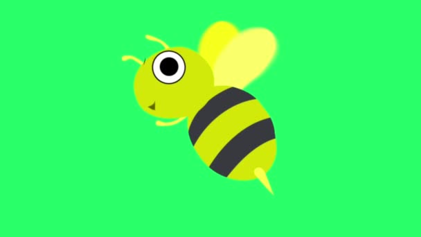 Animacja Cute Pszczoła Zielonym Tle — Wideo stockowe