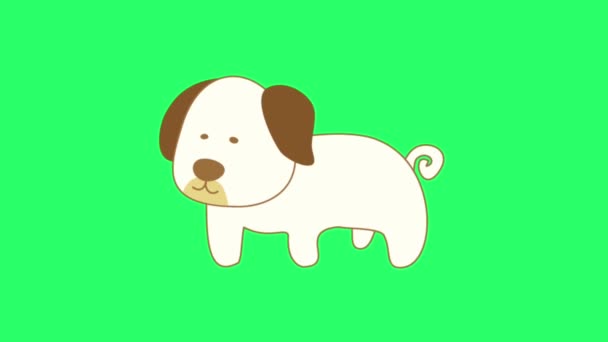 Animação Atividade Cão Bonito Fundo Verde — Vídeo de Stock