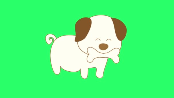 Animacja Cute Aktywności Psa Zielonym Tle — Wideo stockowe