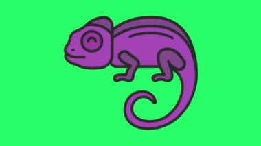 Yeşil arka planda oturan animasyon iguana.