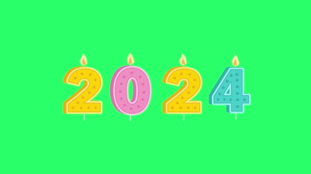 Yeşil Arkaplanda 2024 Numaralı Animasyon Renkli Numaralar — Stok video
