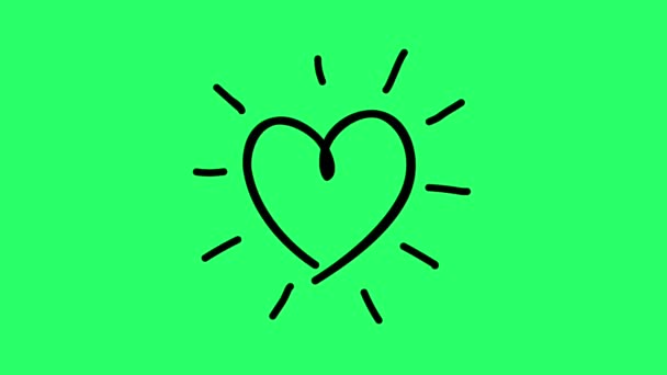 Animation Forme Coeur Simple Sur Fond Vert — Video