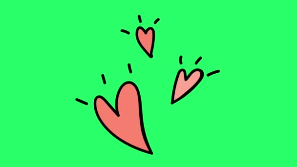 Animación Simple Forma Corazón Sobre Fondo Verde — Vídeos de Stock