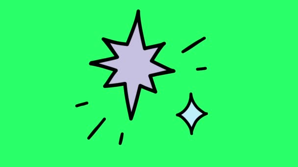 Animation Enkel Stjärna Form Grön Bakgrund — Stockvideo