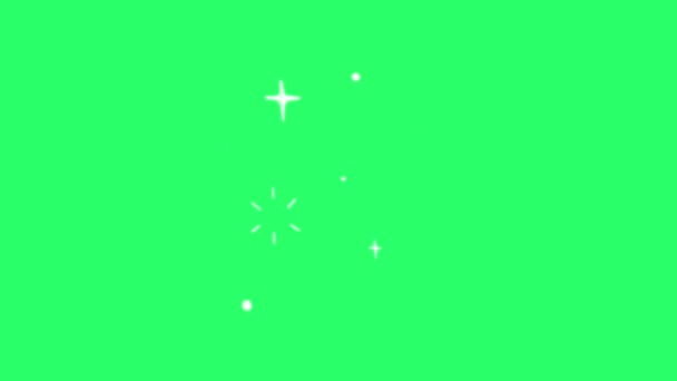 Animation Vit Enkel Stjärna Form Grön Bakgrund — Stockvideo