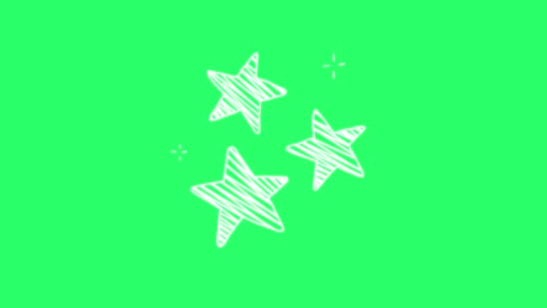 Animation White Simple Star Shape Green Background — Stock Video