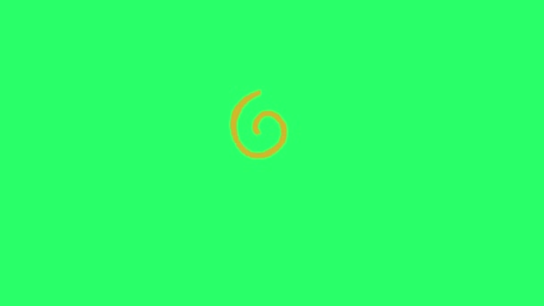 Animation Yellow Simple Spiral Shape Green Background — Stock Video