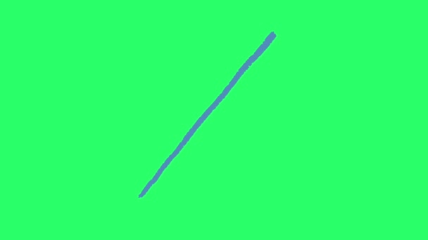Animation Blaues Einfaches Linienkreuzschild Auf Grünem Hintergrund — Stockvideo