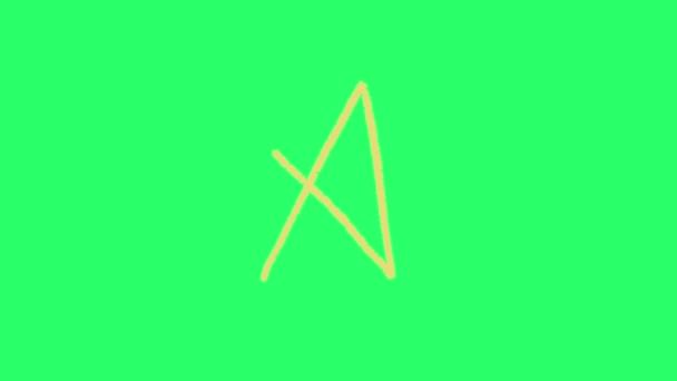 Animation Gelb Einfache Linie Sternform Auf Grünem Hintergrund — Stockvideo