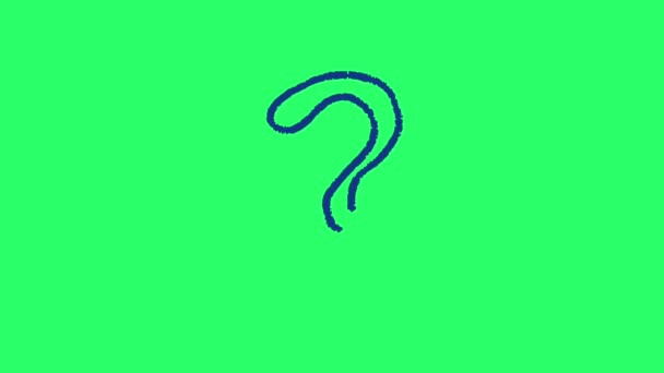 Κινούμενο Μπλε Απλό Ερωτηματικό Πράσινο Φόντο — Αρχείο Βίντεο