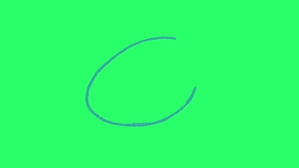 Animace Modrá Jednoduchý Kruh Tvar Zeleném Pozadí — Stock video