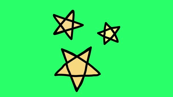 Анимация Простая Форма Звезды Зеленом Фоне — стоковое видео