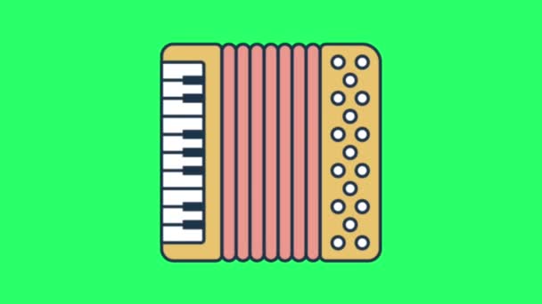 Animation Rosa Musikinstrument Grön Bakgrund — Stockvideo