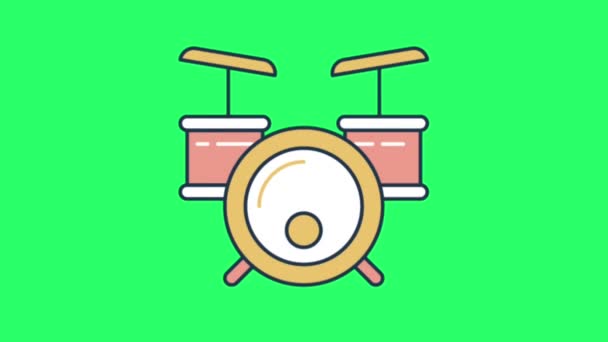 Animation Pink Drum Green Background — Stock Video