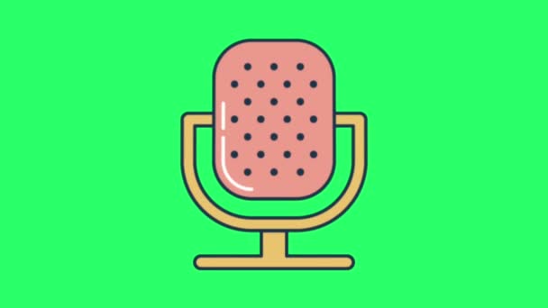 Animation Pink Microphone Green Background — Stock Video