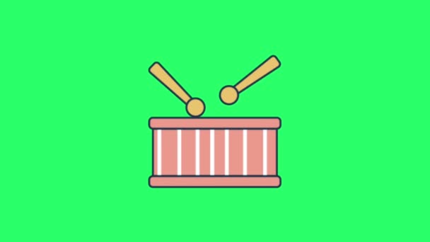 Animation Pink Drum Green Background — Stock Video