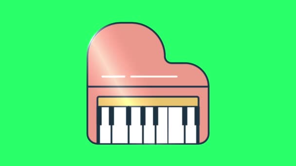 Yeşil Arkaplanda Pembe Animasyon Piyano — Stok video